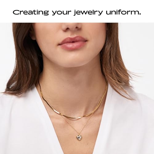 Ana Luisa Lev Puffy Heart Necklace for Women - Paperclip Chain w/ 14K Gold Plated & Silver Rhodium Plated Small Puffed Heart Pendant - Hypoallergenic, Water-Resistant, Tarnish-Free Jewelry - style: Box Chain - Two Tone