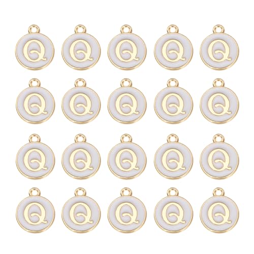 MECCANIXITY Pendants Letter Charm Initial Charm Double Sided Alphabet for DIY Necklace Bracelet Earrings Jewelry Making - style: Q
