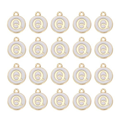MECCANIXITY Pendants Letter Charm Initial Charm Double Sided Alphabet for DIY Necklace Bracelet Earrings Jewelry Making - style: Q