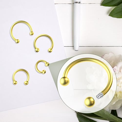 8 PCS 16G Surgical Steel Horseshoe Nose Septum Earrings Eyebrow Lip Retainer Spiral Tragus Puncture Rings 6-12mm for Women Men - color: Gold