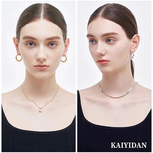 2 Pairs Gold/Silver Hoop Earrings For Women Set Trendy,14K Plated Gold Chunky Huggie Hoop Earings Pack,Oval Twisted Statement Silver Hoops,Fashion Jewelry Gift - color: 7) 30mm chunky hoop