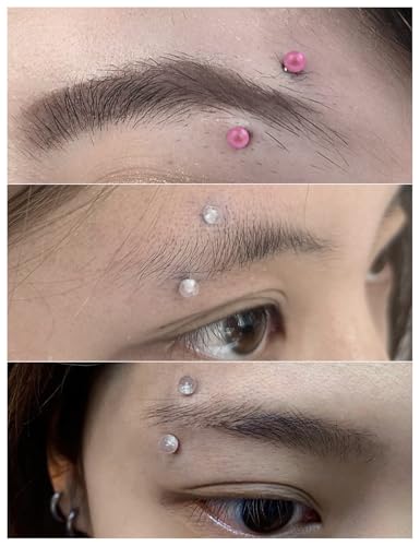 16g 6/8/10mm White/Pink/Black Eyebrow/Rook/Snug/Vertical-Labret/VCH/Snake-Eyes/Anti-Tragus/Christina/Daith/Belly-Button/Bridge/Hood/Surface Curved Barbell Piercing Jewelry for Women Men - color: Pink