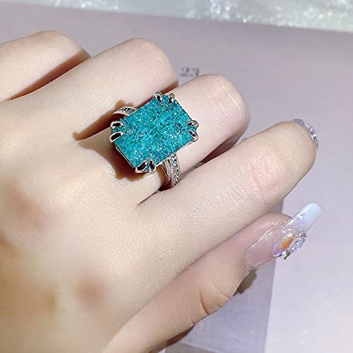 Sterling Silver Classic Temperament Ice Flower Gem Ring Fashion Wide-faced Cubic Zircon Oxide Ring Women's Jewelry - size: US Code 8