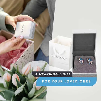 Gifts for Women, Wish Stone Stud Earrings with Birthstone Crystals, 18K Rose Gold Plated or Silver-tone - color: 103-March December-Aquamarine Blue-Rose Gold Plated