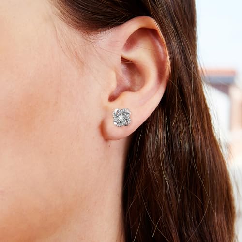 VOLUKA Cubic Zirconia Stud Earrings for Women - Hypoallergenic Earrings for Sensitive Ears - Simulated Diamond CZ - style: Knot