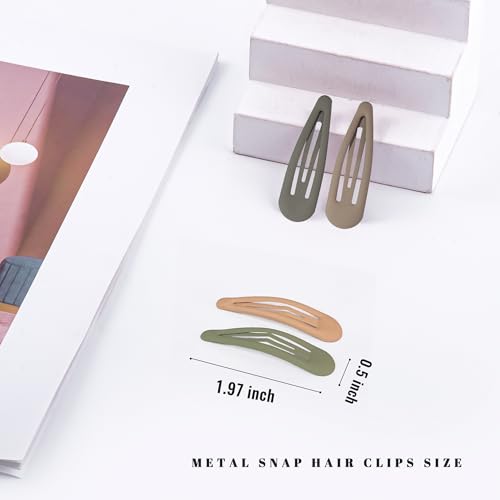 Small Hair Barrettes For Women No Slip Metal Snap Clips For Thin And Fine Hair,Matte Black Brown Green Gray,20 PCS,1.97 x 0.5 Inch. - color: Matte Black Brown Green Gray