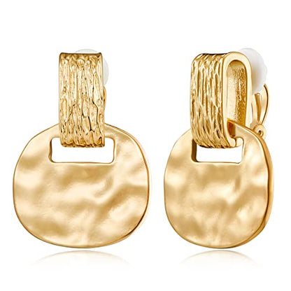 MUYAN Gold Clip On Drop Earrings for Women Non Piercing Dangle Earrings Fashion Jewelry - color: C Clip Gold