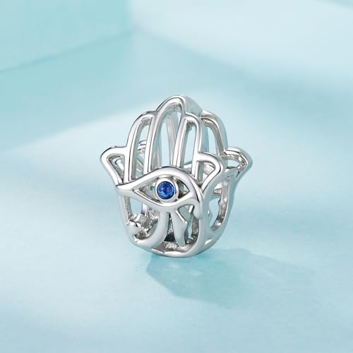 Animal Charms for Bracelets 925 Sterling Silver Bead Charms Bee Butterfly Fox Charm Fits Bracelets and Necklaces Cute Charms for Women - color: Hamsa Hand