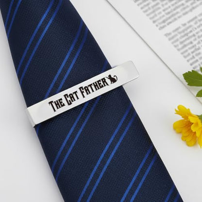 Cat Dad Gifts for Cat Lovers Daddy Men Stainless Steel Tie Clips Bar Pin Cats Gifts Christmas Biryhday Presents Cool Cat Lover Gift Stocking Stuffers Valentines Day Fathers Day Gift for Friends