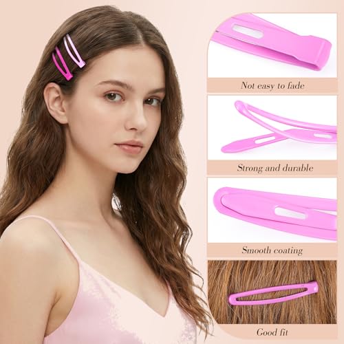 obeoby 40Pcs 2.36In Metal Snap Hair Clips No-slip Barrettes for Women Girls - color: Pink colors