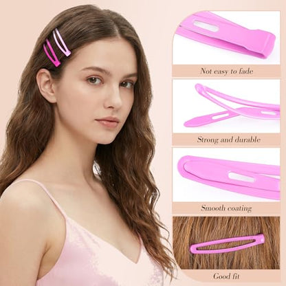 obeoby 40Pcs 2.36In Metal Snap Hair Clips No-slip Barrettes for Women Girls - color: Pink colors