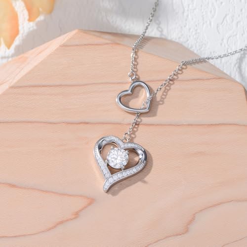 YYB Y Necklace Infinity/Heart/Cross/Faith Pendant Lariat Necklace for Women Drop Necklaces Christian Jewelry Birthday Anniversary Mothers Day Gifts for Mom Sister Girlfriend - color: Heart Necklace