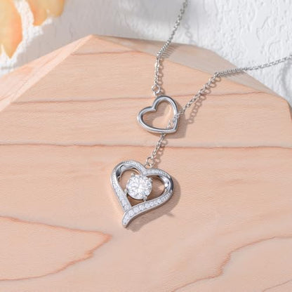YYB Y Necklace Infinity/Heart/Cross/Faith Pendant Lariat Necklace for Women Drop Necklaces Christian Jewelry Birthday Anniversary Mothers Day Gifts for Mom Sister Girlfriend - color: Heart Necklace