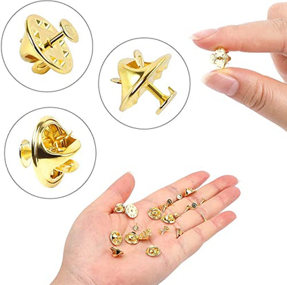 JANYUN 120 Pairs Butterfly Clutch Tie Tacks Pin Back Safty Secure Locking | Silver Gold,Holder Clasp Lock Backings,Replacement with 8mm Length 4mm Width Blank Pin for Brooch Lapel Enamel Craft Making - color: Silver Gold, size: 4mm