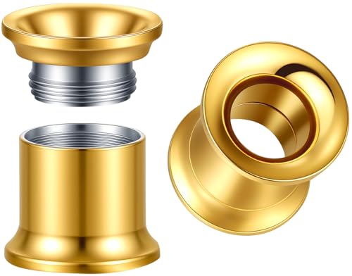 Surigcal Stainless Steel Ear Gauges Tunnels - Internally Threaded Plugs For Ears - Internally Threaded Ear Gauges For Men Women - Double Flare Internal Thread Screw-Fit Gauge Flesh Tunnel Earrings - color: Gold, size: 8mm (0g)