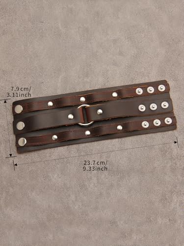 GelConnie Leather Cuff Bracelet for Men Women Wide Leather Wristband Thick Viking Mens Leather Bracelets Gothic Wrist Band Vintage Rock Wristband - style: Brown Leather Wrist