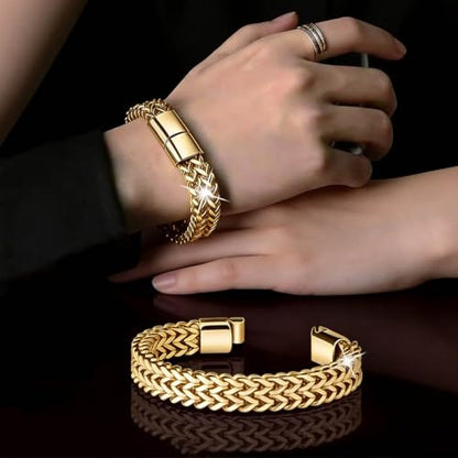 Gold Bracelets Cuban Link Bracelet Gold Jewelry Bangle for Women - color: Gold