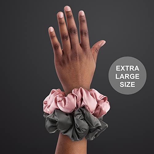 Jenny Capp 2pc Hair Scrunchies, Frizz Control Satin Hair Ties for Thick Hair No Damage