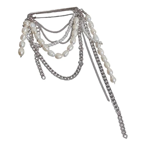 Retro Multi Strands Fringe Brooch Shimmering Fringe Brooch Pin Ornament for Jackets Scarves Hats Accessories Alloy Faux Pearls Statement