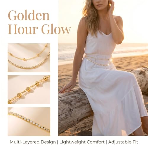 Gold Waist Chain for Women Gold Plated Belly Belt Body Jewelry with Waist Beads Dainty Beach Accessory for Bathing Suit Dance Festival and Rave Outfits