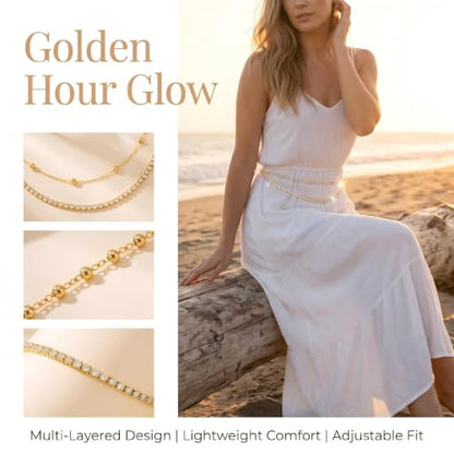 Gold Waist Chain for Women Gold Plated Belly Belt Body Jewelry with Waist Beads Dainty Beach Accessory for Bathing Suit Dance Festival and Rave Outfits