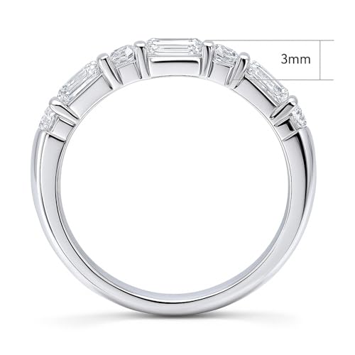 BERRICLE Sterling Silver CZ Art Deco Rings Half Eternity Ring for Women, Cubic Zirconia - style: Empress Mixed Cuts