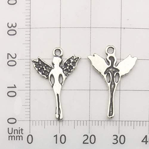 iloveDIYbeads 100g (66pcs) Craft Supplies Antique Silver Wings Angel Fairy Charms Pendants for Crafting, Jewelry Findings Making Accessory for DIY Necklace Bracelet (M151) - color: Angel charms