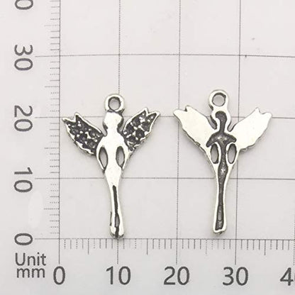 iloveDIYbeads 100g (66pcs) Craft Supplies Antique Silver Wings Angel Fairy Charms Pendants for Crafting, Jewelry Findings Making Accessory for DIY Necklace Bracelet (M151) - color: Angel charms