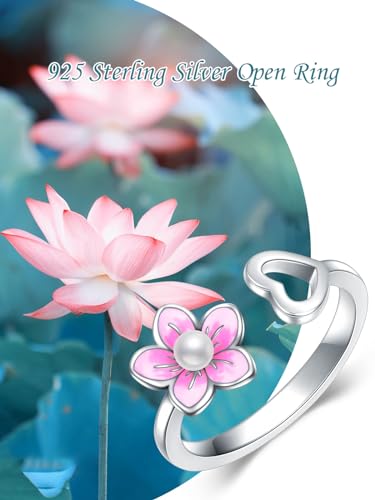 Dragonfly Toe Ring for Women 925 Sterling Silver Dragonfly/Butterfly/Cat/Paw Toe Rings Adjustable Open Ring for Women Christmas Jewelry Gift - color: Flower