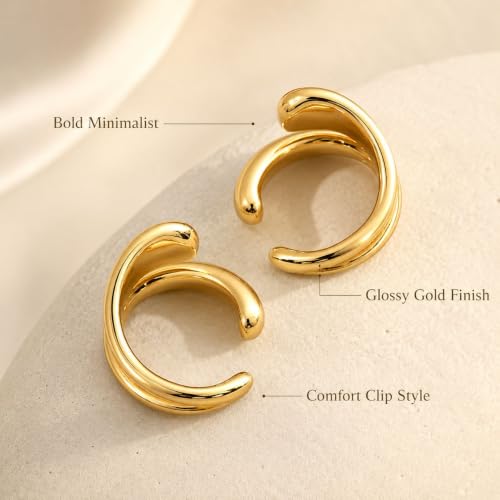 Flower Ear Cuff Set for Women Non Piercing Cartilage Earrings Clip On Wrap Cuffs Stackable Jewelry Gifts - color: B1:gold chunky ear cuff