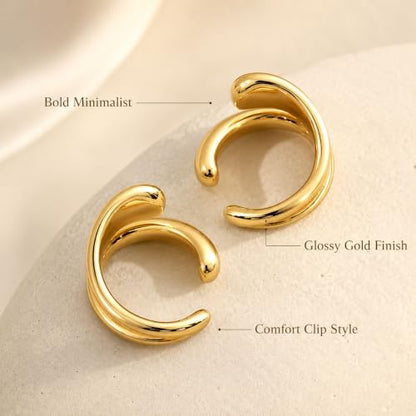 Flower Ear Cuff Set for Women Non Piercing Cartilage Earrings Clip On Wrap Cuffs Stackable Jewelry Gifts - color: B1:gold chunky ear cuff