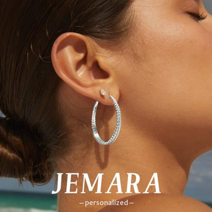 JEMARA Silver Hoop Earrings for Women Hypoallergenic 925 Sterling Silver Post Hoop Earrings Lightweight Thick Large Silver Hoop Earrings 30/40/50MM - color: Silver-40MM