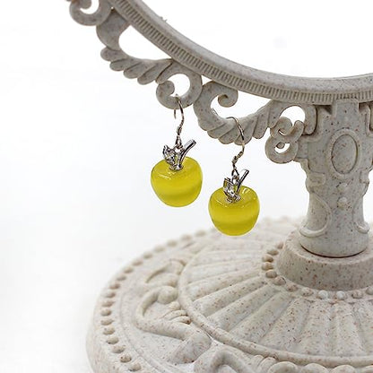 Uloveido Apple Necklace and Earrings Set for Women Cute Apple Jewelry Set for Teacher Mom YL007 - color: Yellow
