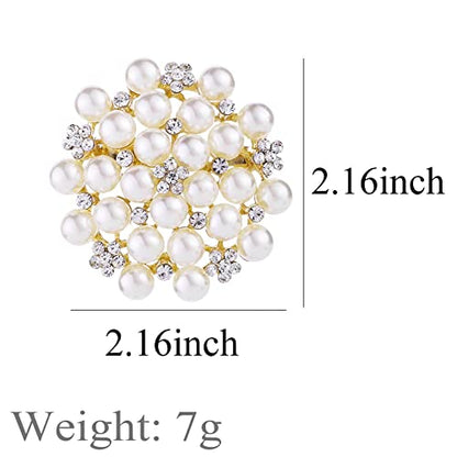 Fashion Elegant Pearl Crystal Snowflake Brooch Pin for Women Girls Wedding Soiree Party Jewelry - color: Gold