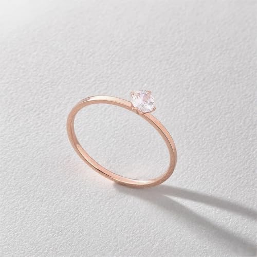 Women Stainless Steel Solitaire Stackable Ring Non Tarnish - color: 1mmGold + Silver + Rose Gold, size: 7