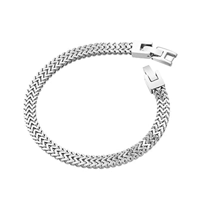 Geoffrey Beene Men’s Stainless Steel Double Franco Chain Bracelet with Extension - color: Silver, size: 9.5"