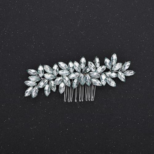 Teyglen Wedding Crystal Hair Comb Full Mint Blue Rhinestone Hair Comb Sparkly Hair Accessories for Bride Crystal Hair Piece for Women Girls - color: Mint Green