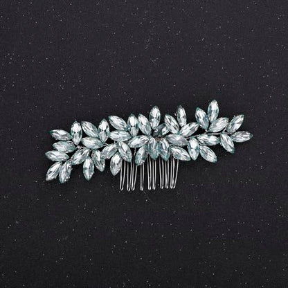 Teyglen Wedding Crystal Hair Comb Full Mint Blue Rhinestone Hair Comb Sparkly Hair Accessories for Bride Crystal Hair Piece for Women Girls - color: Mint Green