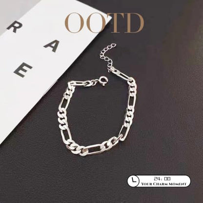 GAUEIOUR Silver Figaro Chain Bracelet for Women Men | Titanium Steel Figaro Minimalist Adjustable Hip Hop Punk Couple Friendship Male Female Birthday Bracelet Accessories