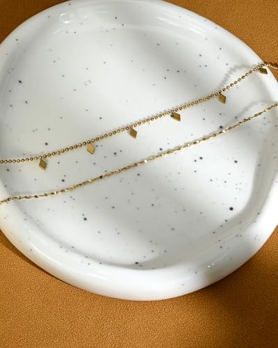 Layered Gold Necklaces for Women Two Thin Stacked Set Adjustable Chain Simple Charm Necklaces for Daily