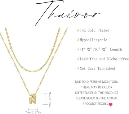 Thaivor Initial Necklaces for Women 14K Gold Plated Bubble Letter Necklace Layered Dainty Cute Choker Pendant Stack Jewelry Fashion Accessories Teen Trendy Gift - color: Gold, style: E