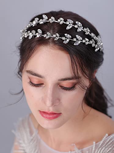 JWICOS Crystal Wedding Headband Tiara Bridal Rhinestone Headpiece Wedding Hair Accessories Tiara for Women (Red Gold) - color: Red Gold