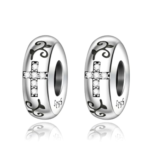 ARTCHARM Clasp Love Safety Chain Charm - Authentic 925 Sterling Silver Heart Beads - Fit European Style Bracelet - color: 2pcs Silicon Spacer