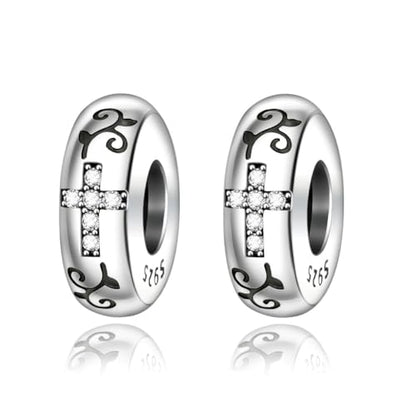 ARTCHARM Clasp Love Safety Chain Charm - Authentic 925 Sterling Silver Heart Beads - Fit European Style Bracelet - color: 2pcs Silicon Spacer