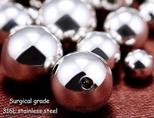Prjndjw 25Pcs 14G 16G Replacement Balls internal thread & Externally Threaded Surgical Steel Balls Industrial Barbell Tongue Nipple Belly Button Eyebrow Rook Piercing Rings Parts 3MM-8MM - color: 25Pcs-14G-Silvertone