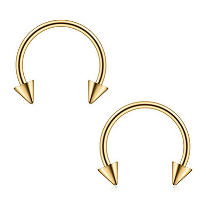 Ruifan 316L Surgical Steel CBR Horseshoe Circular Rings Nose Eyebrow Tragus Lip Ear Hoop Ring Piercing 20G 8MM 10MM 12-24PCS - style: 12PCS - 20G 3/8" w Spikes