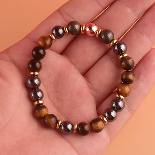 KSQS Healing Stone Bead Bracelet for Women, Natural Gemstones Balance Protection Bracelet, Spiritual Crystal Beads Bracelet Anxiety Relief with Meaning Card - color: Focus Willpower