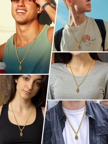 GOLDCHIC JEWELRY Sport Necklaces for Men Teen, Football Baseball Soccer Basketball Softball Necklaces with Stainless Steel Chain Athlete Jewelry Sports Fan Gift - color: American Football Pendant-Gold, style: NO Engraving