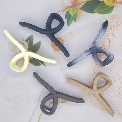 Extra Large Hair Claw Clips for Thick Hair, Big Non-Slip Claw Clips for Women, 5 Pack 5.1" Jelly & Matte Hair Clips for Long Hair (Oval-A 5pcs 5.1") - color: Oval-A 5pcs 5.1"