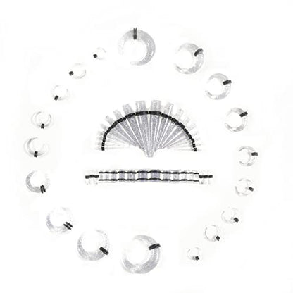 Ear Stretching Kit 54 Pieces 14Gauges-00Gauges Earrings Piercing Kit - color: transparent+glitter
